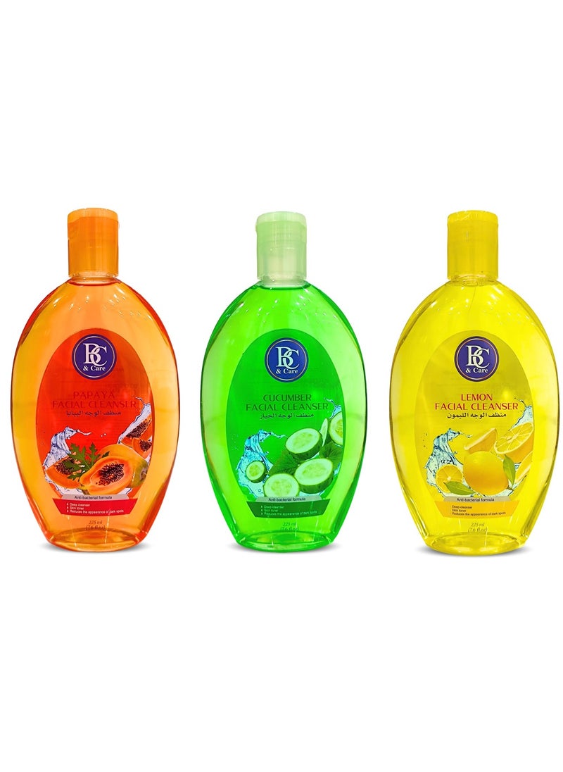 BC & CARE Lemon Facial Cleanser: Anti-Bacterial Formula, Deep Cleansing & Skin Toning Solution, Diminishes Dark Spots, Specially Formulated Makeup Remover - 225ml  - Image 3