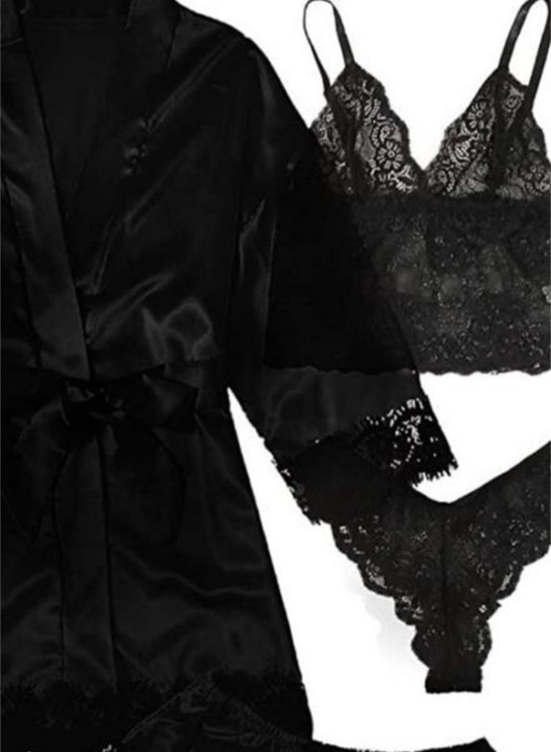 4pcs pajamas women's home pajamas lace pajamas set  - Image 5
