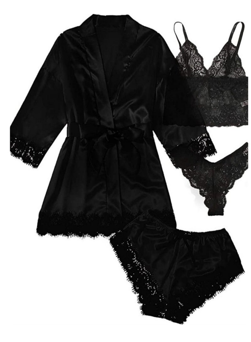 4pcs pajamas women's home pajamas lace pajamas set  - Image 1