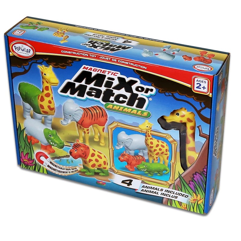 Popular Playthings Magnetic Mix or Match Jungle Animals Toy Play Set, 16 Pieces - Image 3