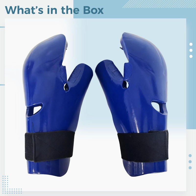 Blue Taekwondo Gloves For Impact Absorption With Adjustable Fit - Image 3
