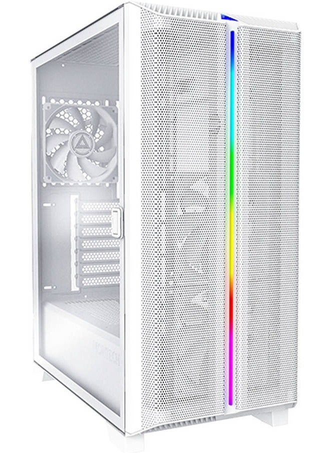 MONTECH Sky One Lite aRGB ATX Mid Tower Case, Up to 360mm Radiator Support, 3x Preinstalled Fan, Front & Bottom Dust Filter, Swivel Glass Side Panel, USB Type-C Port, Frost White | SKY ONE LITE WH  - Image 1