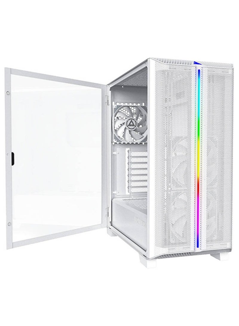 MONTECH Sky One Lite aRGB ATX Mid Tower Case, Up to 360mm Radiator Support, 3x Preinstalled Fan, Front & Bottom Dust Filter, Swivel Glass Side Panel, USB Type-C Port, Frost White | SKY ONE LITE WH  - Image 3