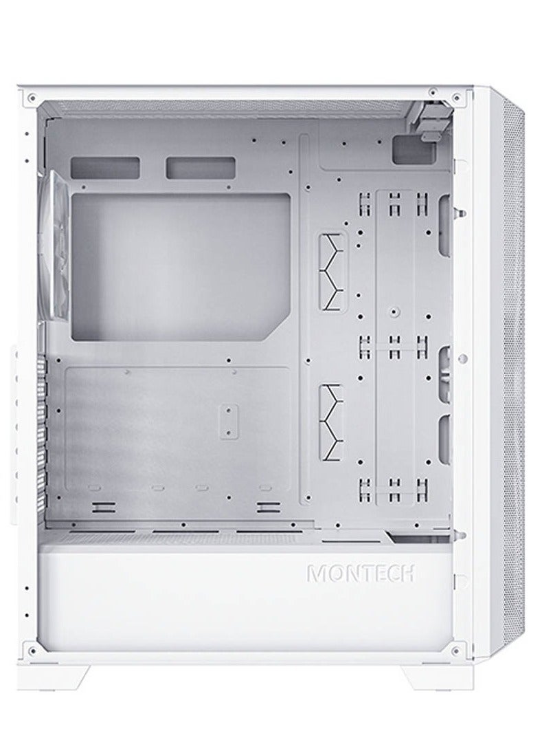 MONTECH Sky One Lite aRGB ATX Mid Tower Case, Up to 360mm Radiator Support, 3x Preinstalled Fan, Front & Bottom Dust Filter, Swivel Glass Side Panel, USB Type-C Port, Frost White | SKY ONE LITE WH  - Image 4