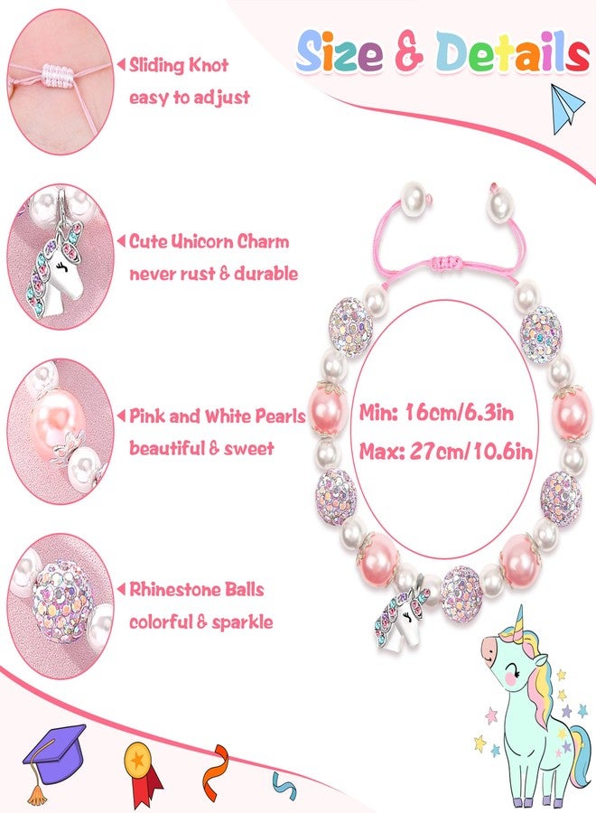 Parma77 2024 Kindergarten Graduation Gifts for Girls, Adjustable Unicorn Girls Bracelet with Pearl & Rhinestone Ball, Graduation Gifts for Kindergarten Students Daughter Granddaughter Niece - Image 4