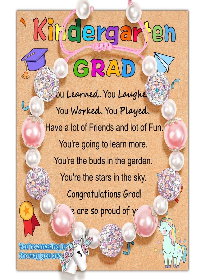 Parma77 2024 Kindergarten Graduation Gifts for Girls, Adjustable Unicorn Girls Bracelet with Pearl & Rhinestone Ball, Graduation Gifts for Kindergarten Students Daughter Granddaughter Niece - Image 1