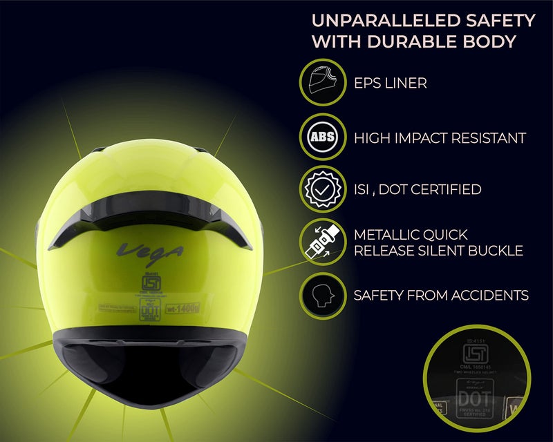 Vega Bolt Neon Yellow Helmet-M - Image 4