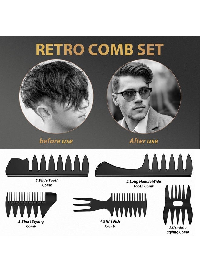 DUAIU Hair Brush For Men Duaiu 7Pcs Combs For Men Hair Styling Comb Set With Vent Hair Brush Quiff Round Hair Brush Wide Tooth Comb Texture Comb For Blow Drying Detangling Grooming Hairdressing - Image 4