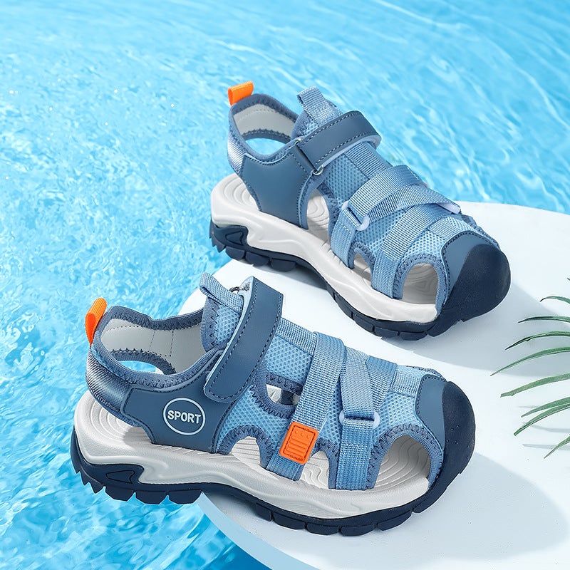 Children'S Sandals Boys' Breathable Anti-Slip Baotou Sandals Medium And Large Children'S Wear-Resistant Anti-Collision Beach Shoes - Image 1