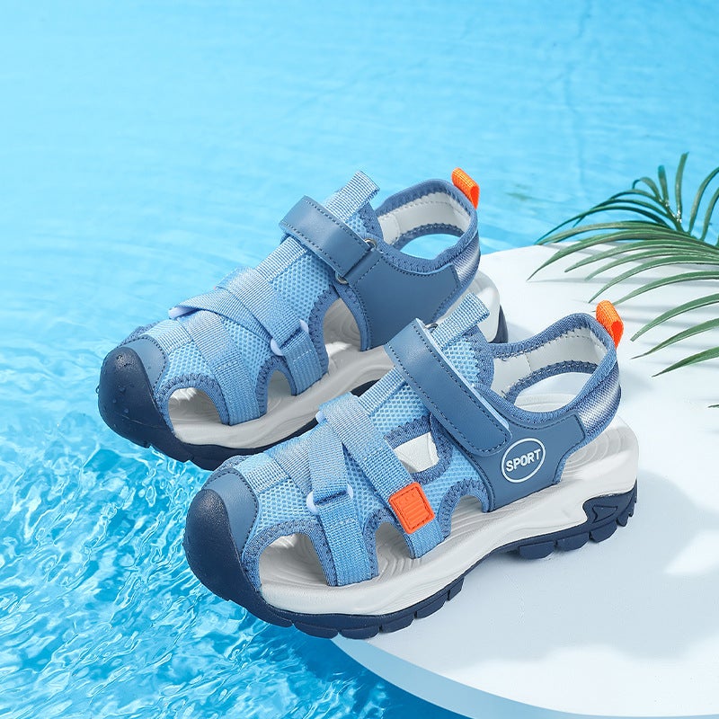 Children'S Sandals Boys' Breathable Anti-Slip Baotou Sandals Medium And Large Children'S Wear-Resistant Anti-Collision Beach Shoes - Image 2