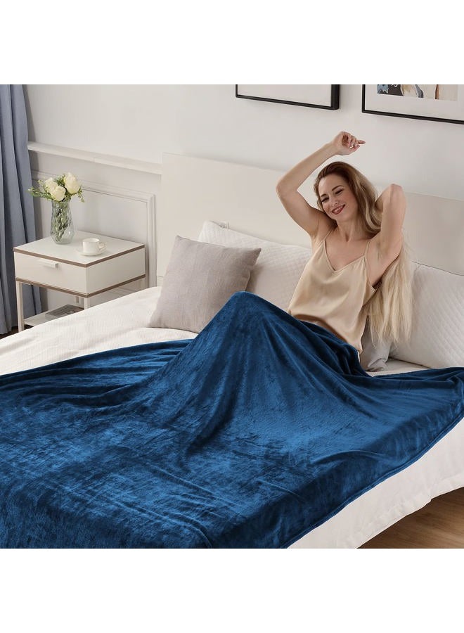 SOCHOW Flannel Fleece Throw Blanket 127cm×150cm, All Season Navy Blue Blanket for Bed, Sofa,Car - Image 5