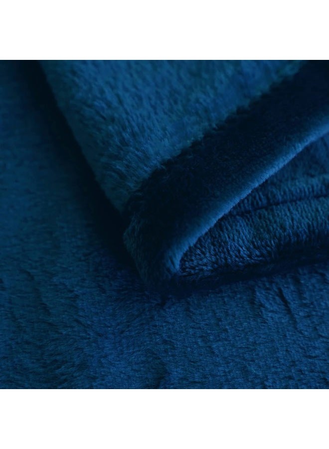 SOCHOW Flannel Fleece Throw Blanket 127cm×150cm, All Season Navy Blue Blanket for Bed, Sofa,Car - Image 3