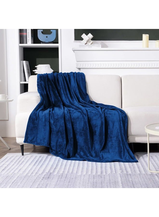 SOCHOW Flannel Fleece Throw Blanket 127cm×150cm, All Season Navy Blue Blanket for Bed, Sofa,Car - Image 2