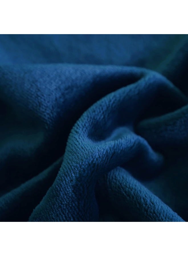SOCHOW Flannel Fleece Throw Blanket 127cm×150cm, All Season Navy Blue Blanket for Bed, Sofa,Car - Image 4