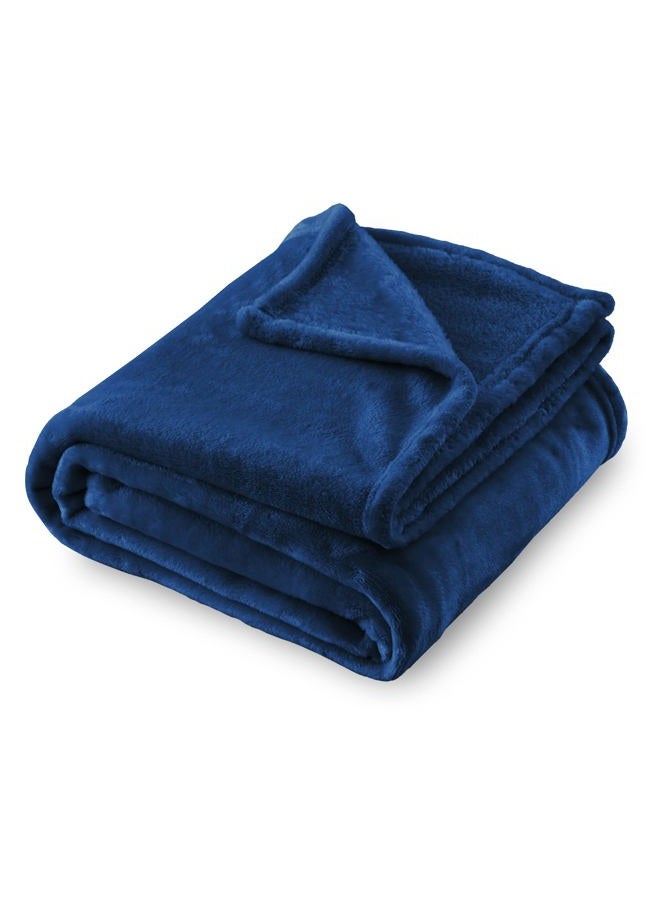 SOCHOW Flannel Fleece Throw Blanket 127cm×150cm, All Season Navy Blue Blanket for Bed, Sofa,Car - Image 1