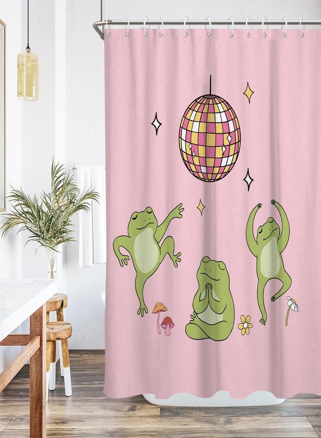 EGLGCC Cute Funny Shower Curtain Blush Pink Kids Frog Fun Animal Anime Unique Pattern Aesthetic Funky Boys Cartoon Trendy Art Kawaii 60x72 Inch Fabric Polyester Cloth Washable Bathroom Decor 12 Hooks - Image 1