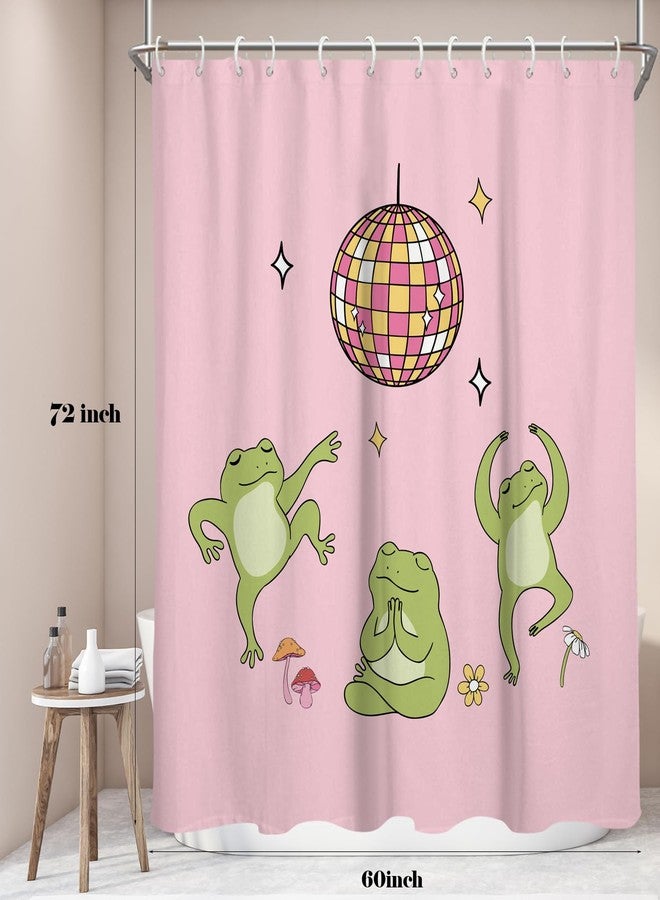 EGLGCC Cute Funny Shower Curtain Blush Pink Kids Frog Fun Animal Anime Unique Pattern Aesthetic Funky Boys Cartoon Trendy Art Kawaii 60x72 Inch Fabric Polyester Cloth Washable Bathroom Decor 12 Hooks - Image 2