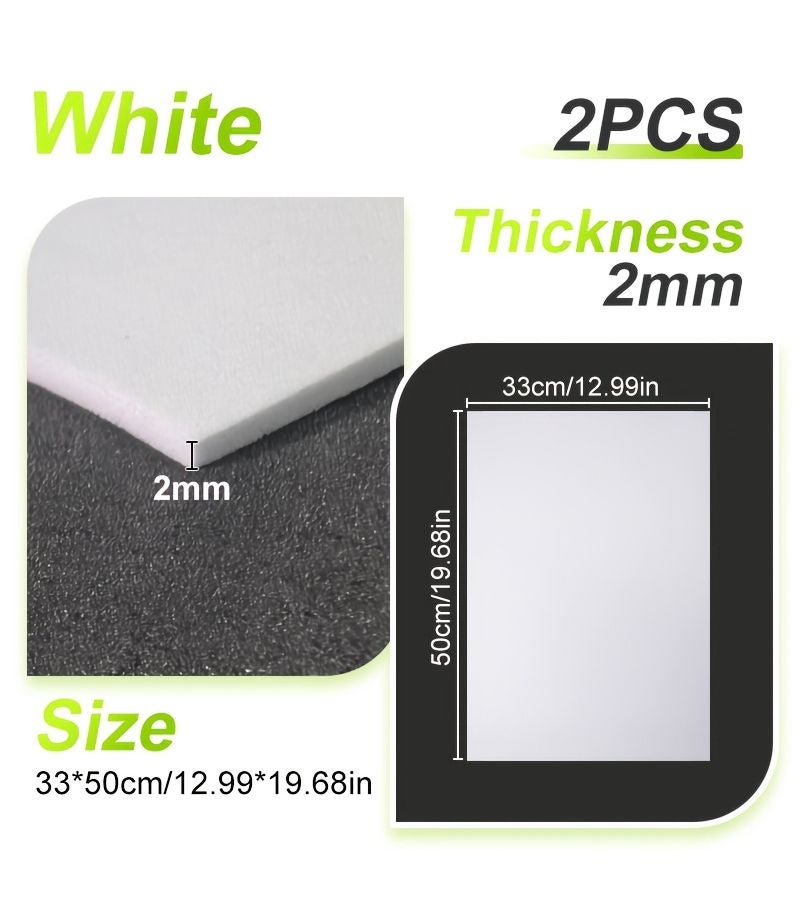 White 2mm High-Density EVA Foam Board 2PCS 12.99x19.69 Inches Sturdy Structure Shock Resistant Wear Resistant For Cosplay Costumes - Image 1