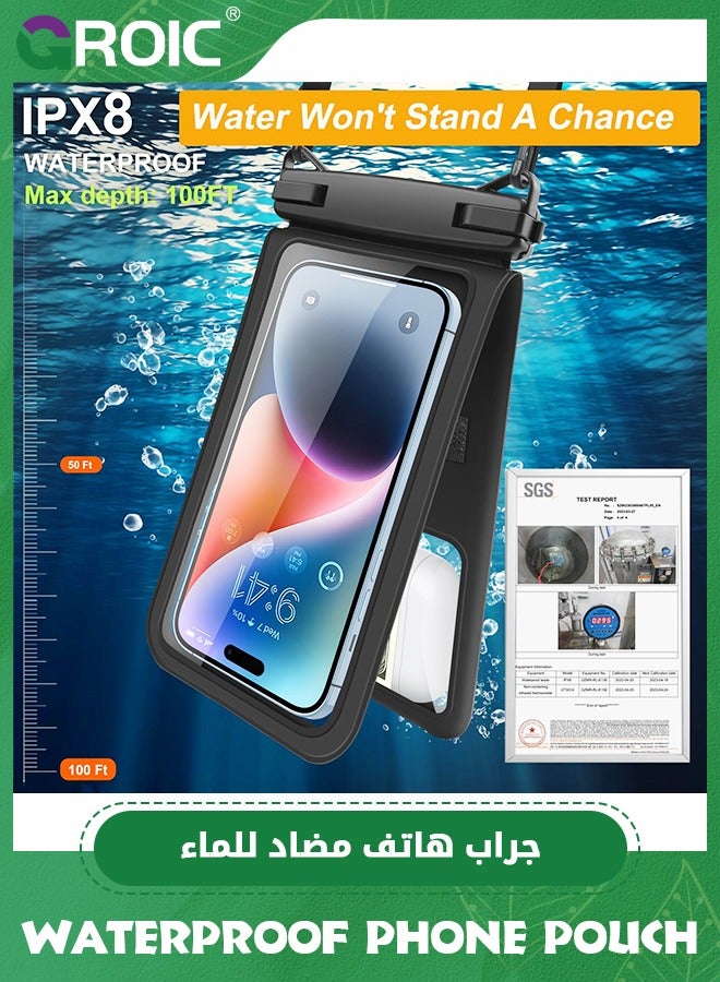 GROIC Black Double Space Waterproof Phone Pouch, Dual Large Cellphone Dry Bag Case for Samsung Galaxy S24 Ultra S23 S22 A15 A14 A03S A54 iPhone 15 Pro Max 14 XR Fit All Phones Up to 7" - Image 3