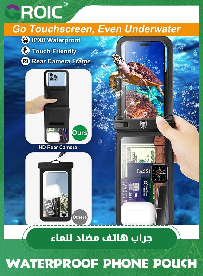 GROIC Black Double Space Waterproof Phone Pouch, Dual Large Cellphone Dry Bag Case for Samsung Galaxy S24 Ultra S23 S22 A15 A14 A03S A54 iPhone 15 Pro Max 14 XR Fit All Phones Up to 7" - Image 4