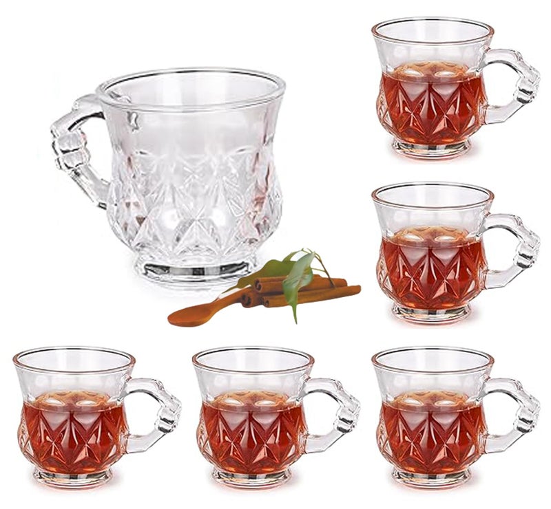 bellemax 160ML Premium Glass Tea and Coffee Cup Glass Mug, Transparent,Glass Cups Set for Milk Cup, Hot/Cold Drinks Cups, Herbal Tea, Green Tea, Lemon Tea Cup Set of (4) - Image 1