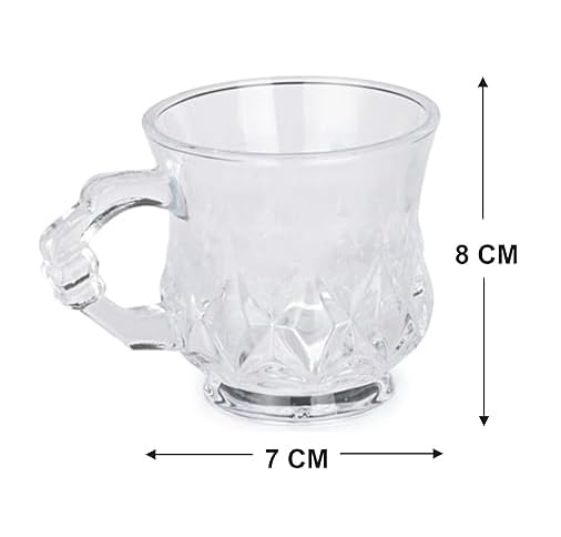 bellemax 160ML Premium Glass Tea and Coffee Cup Glass Mug, Transparent,Glass Cups Set for Milk Cup, Hot/Cold Drinks Cups, Herbal Tea, Green Tea, Lemon Tea Cup Set of (4) - Image 3
