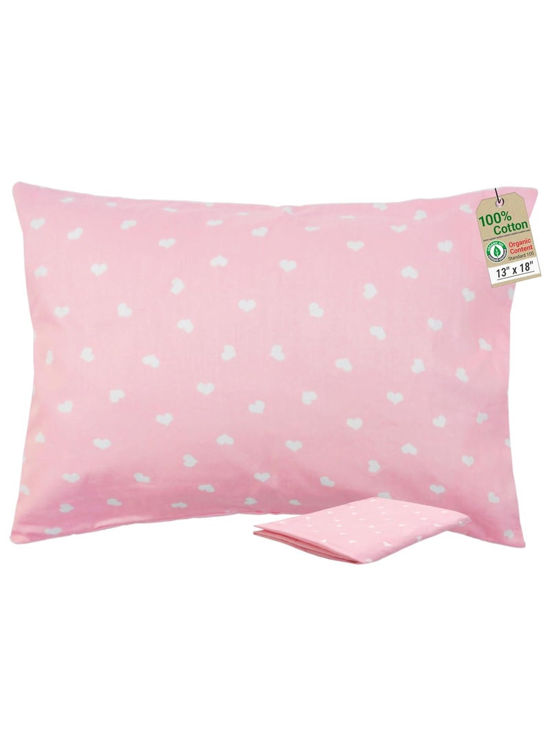 ZPECC Toddler Pillow with Pillowcase - 13x18 Organic Cotton Hypoallergenic Kids Pillow, Baby Essentials for Travel Crib Daycare Stroller (Intended for Age 2 and up) Love - Image 1