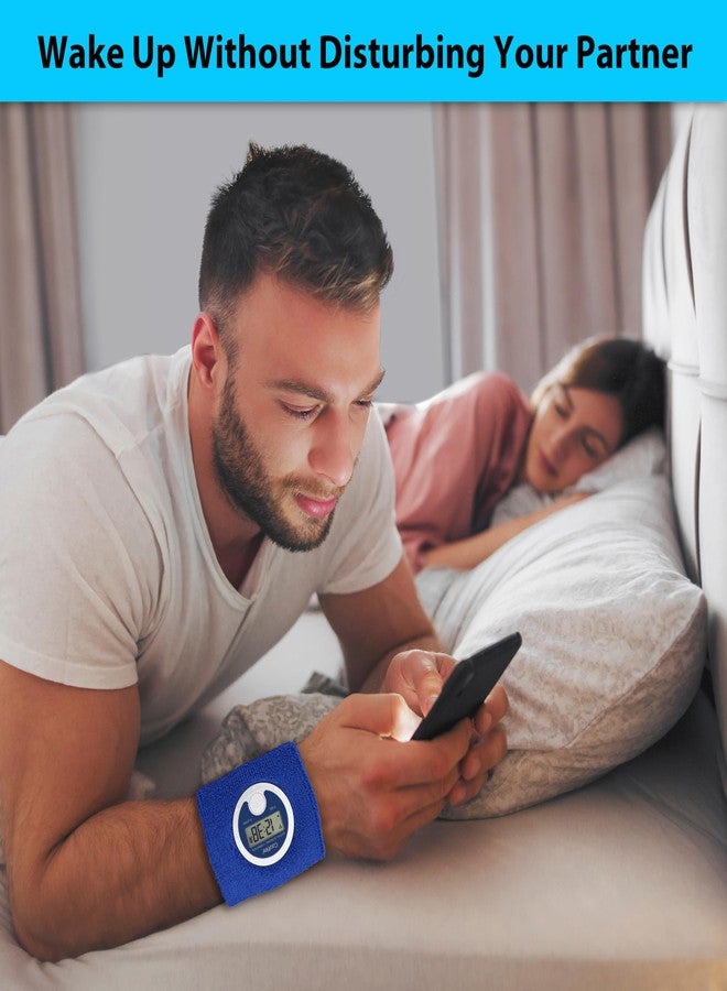 Coolfire - Vibrating Alarm Clock Sweatband, Silent Wake Yourself Up Wristband Vibrating Alarm Watch for Couples, Students, Easy to Set on User-Friendly App, Hearing Impaired, USB Chargeable (Blue) - Image 2