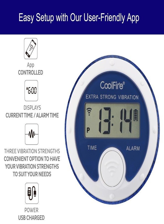 Coolfire - Vibrating Alarm Clock Sweatband, Silent Wake Yourself Up Wristband Vibrating Alarm Watch for Couples, Students, Easy to Set on User-Friendly App, Hearing Impaired, USB Chargeable (Blue) - Image 4