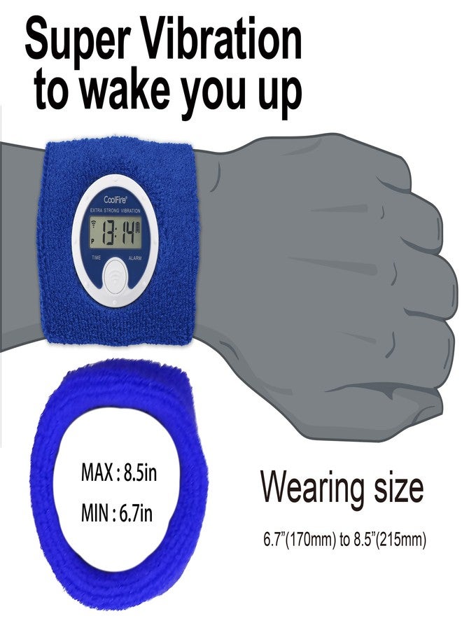 Coolfire - Vibrating Alarm Clock Sweatband, Silent Wake Yourself Up Wristband Vibrating Alarm Watch for Couples, Students, Easy to Set on User-Friendly App, Hearing Impaired, USB Chargeable (Blue) - Image 5