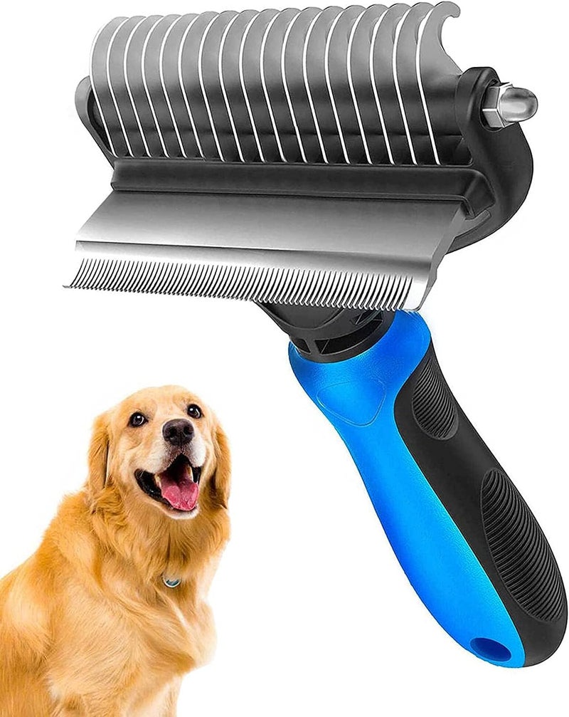 SILENCIO Dog Deshedding Brush, 2 in 1 Pet Undercoat Rake for Cats and Small Dog, Grooming Tool, Dematting Combs Easily Remove Mats, Tangles and Loose Fur Small (2 in 1 Dematting Comb) - Image 1