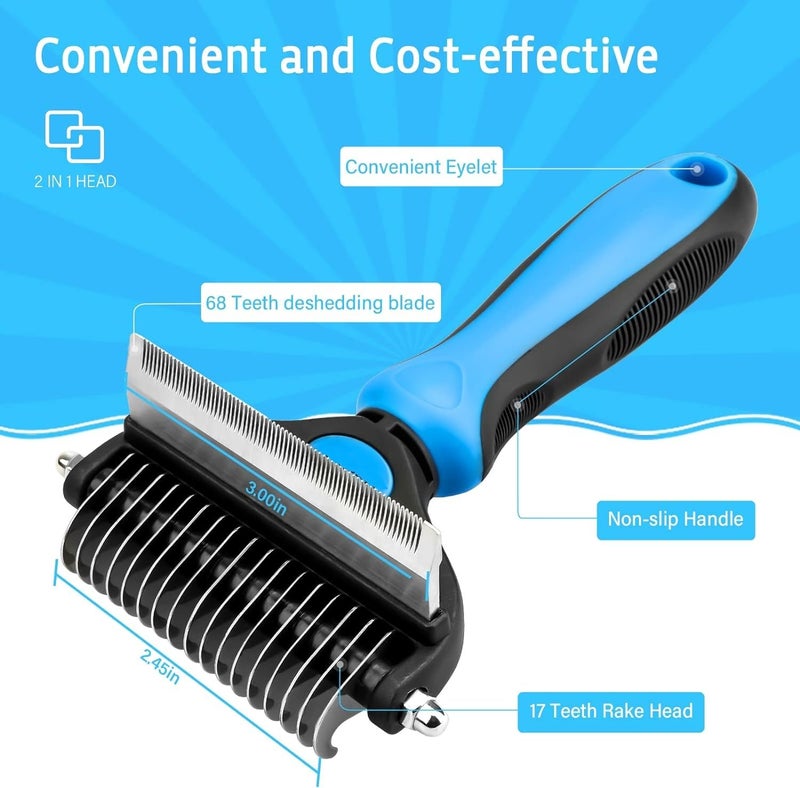 SILENCIO Dog Deshedding Brush, 2 in 1 Pet Undercoat Rake for Cats and Small Dog, Grooming Tool, Dematting Combs Easily Remove Mats, Tangles and Loose Fur Small (2 in 1 Dematting Comb) - Image 2