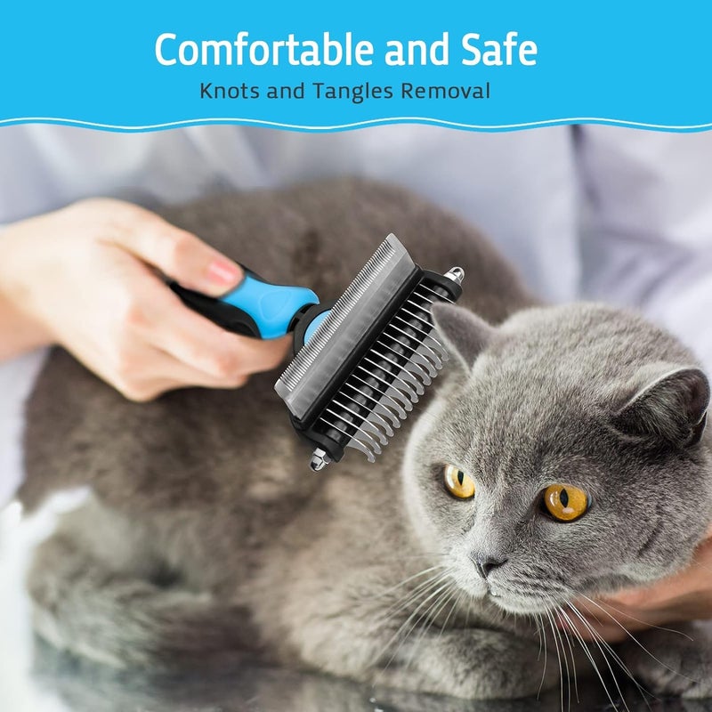 SILENCIO Dog Deshedding Brush, 2 in 1 Pet Undercoat Rake for Cats and Small Dog, Grooming Tool, Dematting Combs Easily Remove Mats, Tangles and Loose Fur Small (2 in 1 Dematting Comb) - Image 4