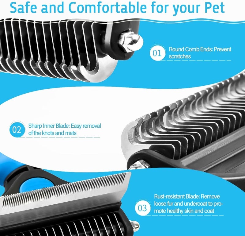 SILENCIO Dog Deshedding Brush, 2 in 1 Pet Undercoat Rake for Cats and Small Dog, Grooming Tool, Dematting Combs Easily Remove Mats, Tangles and Loose Fur Small (2 in 1 Dematting Comb) - Image 3
