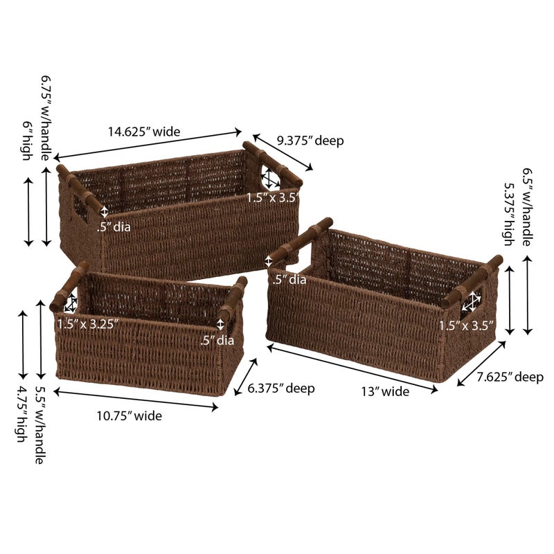 هاوس هولد إسينشالز سلة تخزين ويكر من 3 قطع - Image 3