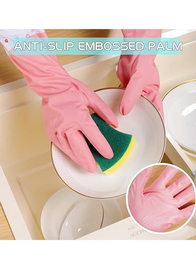 3 قطع قفازات غسيل الأطباق القابلة لإعادة الاستخدام، قفازات منزلية طويلة الأكمام مقاومة للماء وغير قابلة للانزلاق للغسيل والتنظيف والعمل والبستنة - Image 4