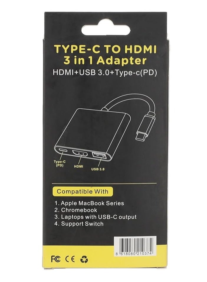 Wishlink USB-C to HDMI Adapter,USB 3.1 Type C to HDMI 4K Multiport AV Converter with USB 3.0 Port and USB C Charging Port(Silvery) - Image 2