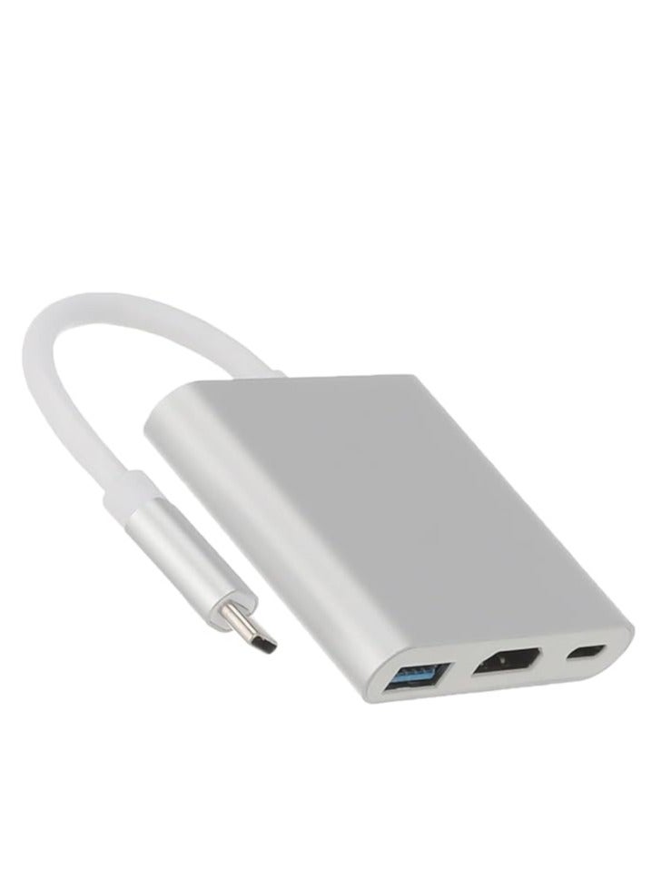 Wishlink USB-C to HDMI Adapter,USB 3.1 Type C to HDMI 4K Multiport AV Converter with USB 3.0 Port and USB C Charging Port(Silvery) - Image 3