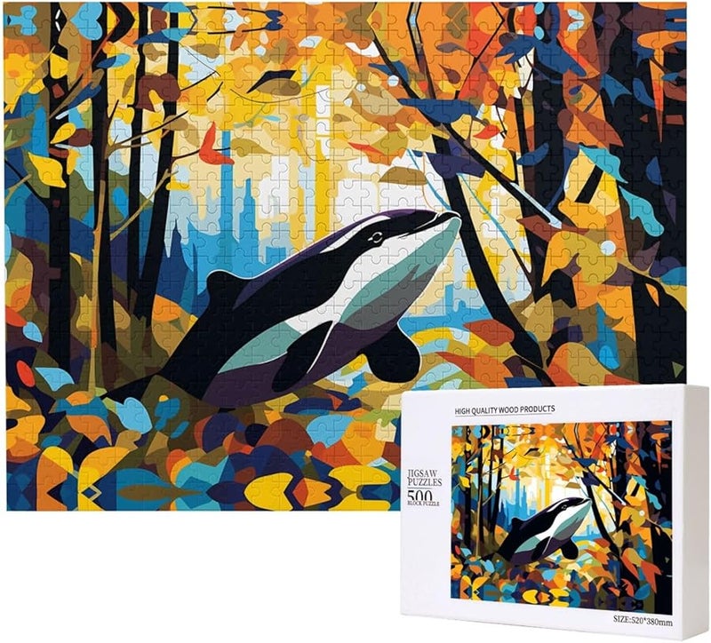 حوت قاتل في الغابة 500 قطعة لغز للأثاث المنزلي 20.4 × 15 - Image 2