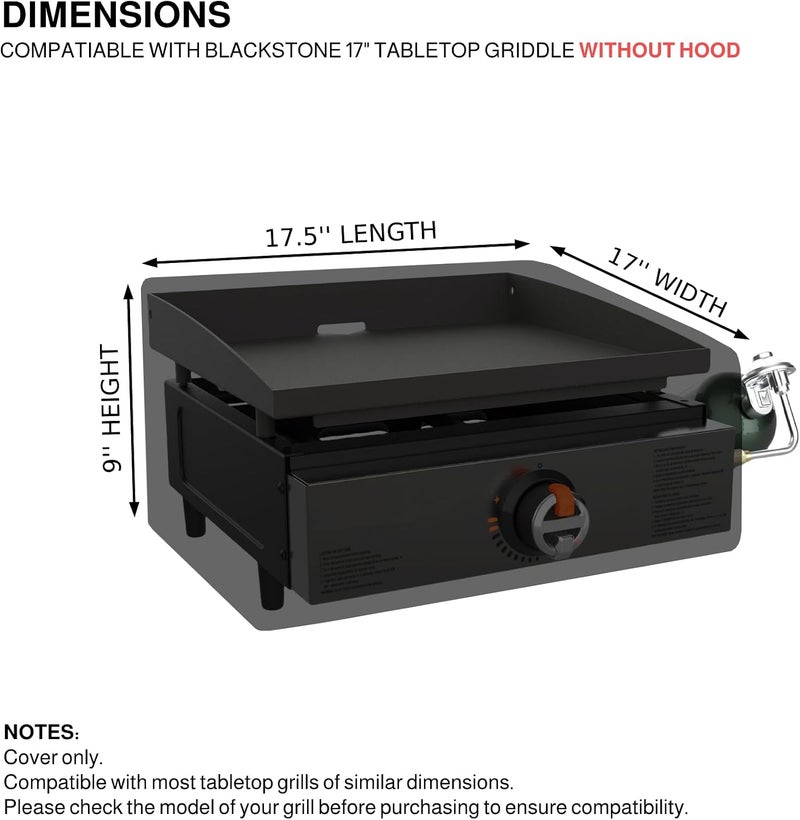 VEPKOIT Griddle Cover for Blackstone 17 inch Griddle Without Hood, Heavy Duty Waterproof Gas Grill Cover Fits Blackstone Griddle, Weather Resistant Tabletop Griddle Outdoor BBQ Grilling Accessories - Image 2