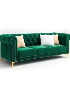 مهارة البحر "مجموعة أرائك تشسترفيلد من MAB FURNISHINGS الحديثة الكلاسيكية بـ 4 مقاعد من الفليفلة المخملية مع طقم وسائد لغرفة المعيشة والمكتب (أخضر)  - Image 2