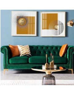 مهارة البحر "مجموعة أرائك تشسترفيلد من MAB FURNISHINGS الحديثة الكلاسيكية بـ 4 مقاعد من الفليفلة المخملية مع طقم وسائد لغرفة المعيشة والمكتب (أخضر)  - Image 3