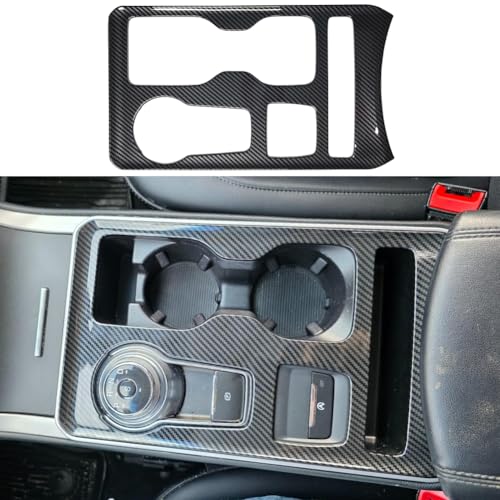 Kolya for 2019 2020 2021 2022 2023 2024 Ford Edge Accessories Center Console Gear Shift Panel Cover Water Cup Holder Trim Cover (Carbon Style) - Image 1
