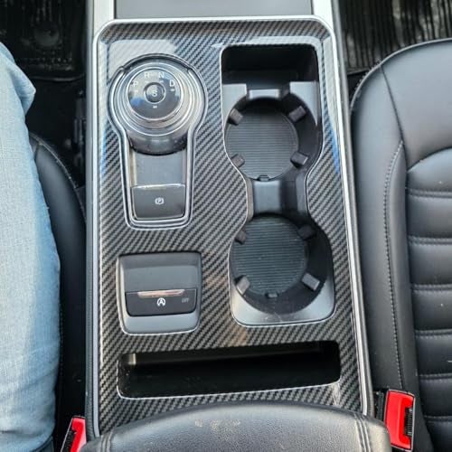 Kolya for 2019 2020 2021 2022 2023 2024 Ford Edge Accessories Center Console Gear Shift Panel Cover Water Cup Holder Trim Cover (Carbon Style) - Image 3