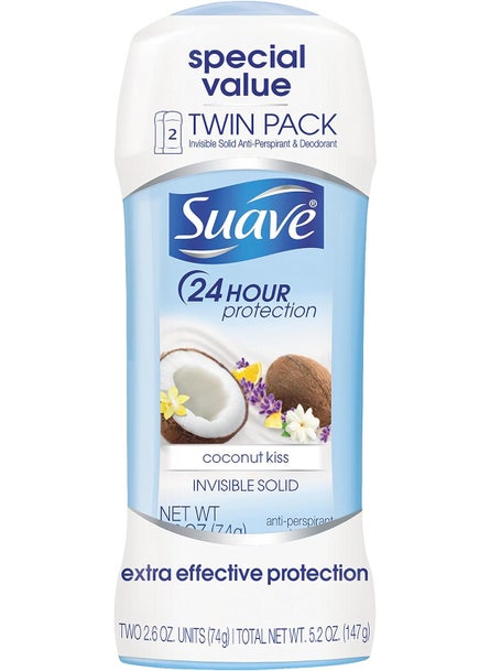Suave Suave Coconut Kiss Antiperspirant Deodorant Stick, 2.6 oz, Twin Pack 