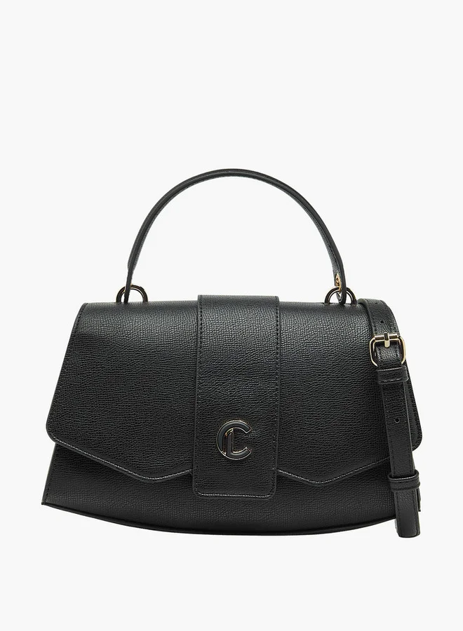 Le Confort Textured Crossbody Bag with Detachable Strap and Flap Closure