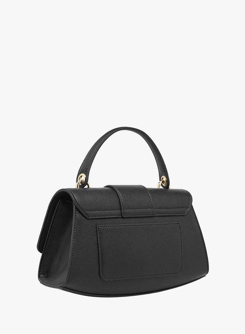 Le Confort BLACK Textured Crossbody Bag with Detachable Strap and Flap Closure for Women | Best Price UAE