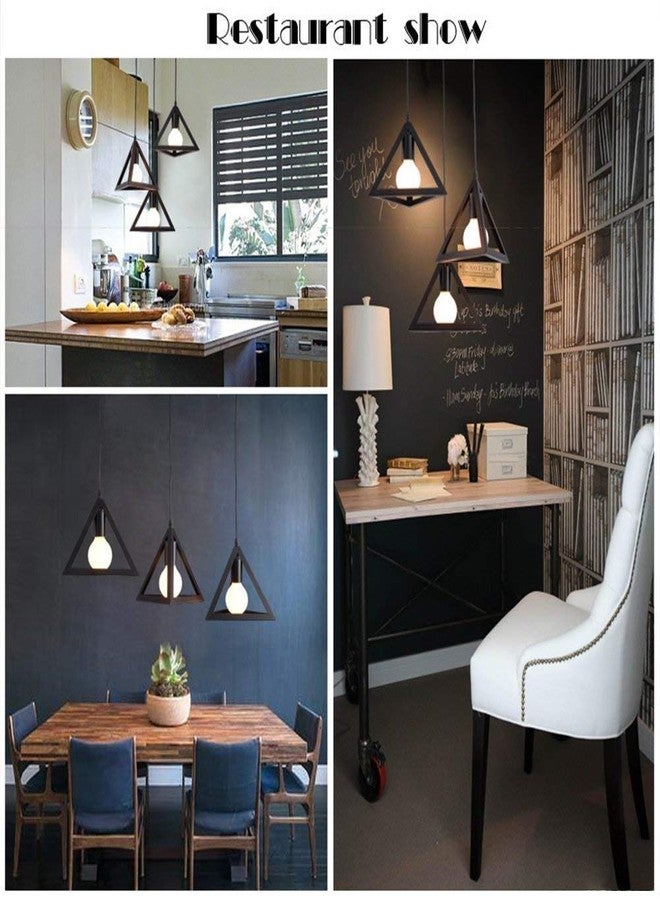 VILRO E 27 Upto 30 Watts Triangle Metal Light Black for Home and Kitchen,Bedroom, Living Room,Decorative Bear Bar, Hall Daining Room Wall Hanging (Pack of -1) - Image 4