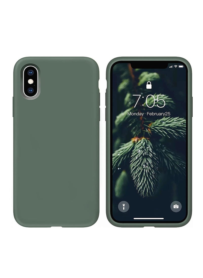 DUSALA Silicone Protective Case for iPhone X,XS- Soft Liquid Silicone Gel Slim Rubber Cover Shockproof Bumper Anti-Scratch Anti-Fingerprint (green) - Image 1