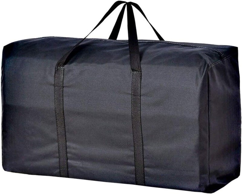 Fakeface Extra Large Handy Storage Bag Waterproof Heavy Duty Oxford Travel Luggage Caddy Organizer Foldable Quilt Blanket Laundry Bag Weekender Duffel Space Saver Bag with Web Handle (Black, 160L) - Image 1